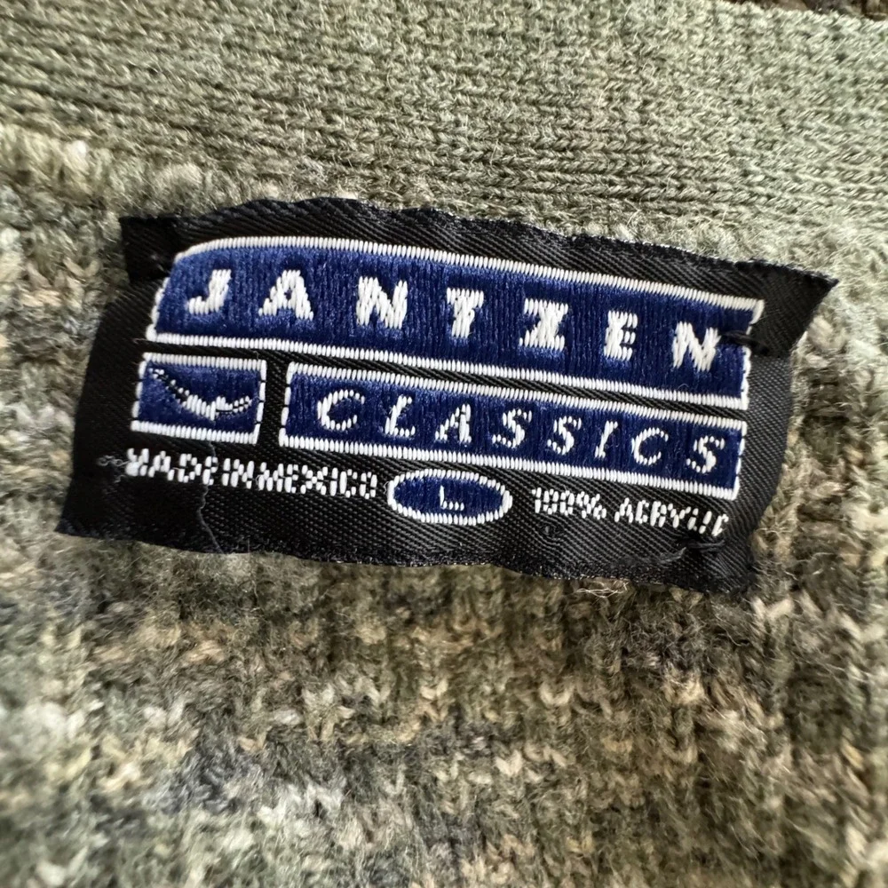 Jantzen Vintage Mens Green Textured Knit Button Grandpa Cardigan Sweater Large